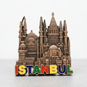 Lizz Grup Colorful Bronze Tone Istanbul Skyline 3D Refrigerator Magnet